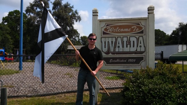 Brad Griffin with the southern white nationalist flag: Trump Supporter 